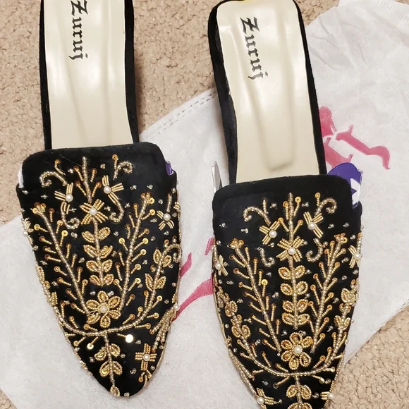 Pakistani Bridal heeled mule/khussa/jutti - Picture 4 of 6